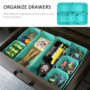 Double Color Set of 8 Drawer Organizer Set Felt Storage Bin Felt Desk Organizer Storage Basket