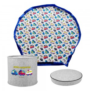 New Arrival Felt Toy Storage Basket with Printing Logo and Play Mat Storage Basket Felt