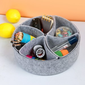 Modern Set of 6PC Felt Fabric Drawer Organizers round Shape Felt Storage Baskets for Tableware Stylish Desk Organizers