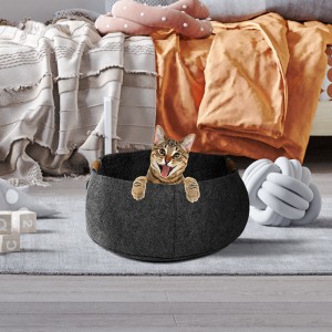 Wholesale Pet Sleeping Bed Custom Washable Comfortable Felt Cat Cave Soft Cat Bed For Pet