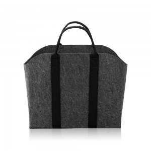 Eco-friendly Best Selling Grey Felt Handbag with Woven Handles