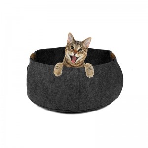 Wholesale Pet Sleeping Bed Custom Washable Comfortable Felt Cat Cave Soft Cat Bed For Pet