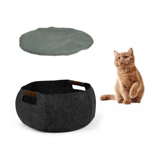 Wholesale Pet Sleeping Bed Custom Washable Comfortable Felt Cat Cave Soft Cat Bed For Pet