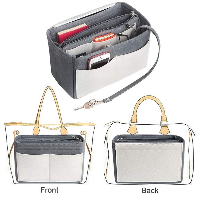 Multi-Pocket Felt Purse Insert Bag Handbag Organizer Bag in Bag