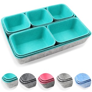 Double Color Set of 8 Drawer Organizer Set Felt Storage Bin Felt Desk Organizer Storage Basket