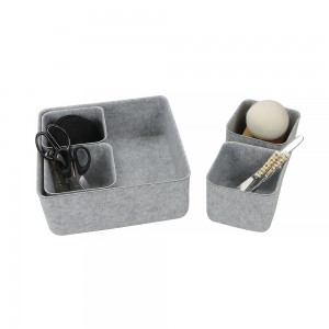 Classic Square 5-Piece Light Gray Felt Organizer Set – Custom Weight – Factory Direct