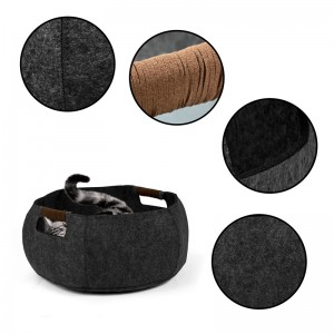 Wholesale Pet Sleeping Bed Custom Washable Comfortable Felt Cat Cave Soft Cat Bed For Pet