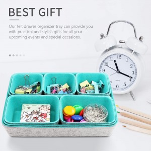 Double Color Set of 8 Drawer Organizer Set Felt Storage Bin Felt Desk Organizer Storage Basket