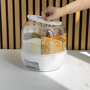 Hot Sale Rice Dispenser Kitchen Moisture-Proof 6-Grid Rotating Food Grain Dispenser Cereal Storage Box Rice Container Dispenser