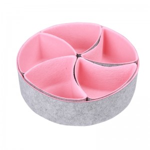 Modern Set of 6PC Felt Fabric Drawer Organizers round Shape Felt Storage Baskets for Tableware Stylish Desk Organizers