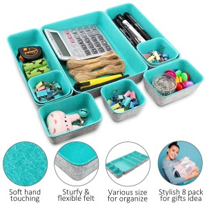 Double Color Set of 8 Drawer Organizer Set Felt Storage Bin Felt Desk Organizer Storage Basket