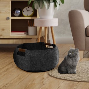 Wholesale Pet Sleeping Bed Custom Washable Comfortable Felt Cat Cave Soft Cat Bed For Pet