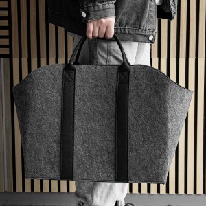 Eco-friendly Best Selling Grey Felt Handbag with Woven Handles