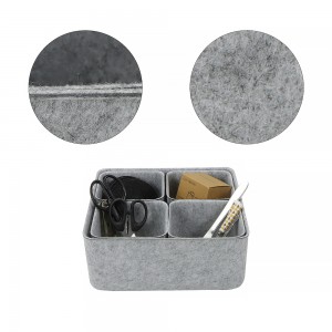 Classic Square 5-Piece Light Gray Felt Organizer Set – Custom Weight – Factory Direct