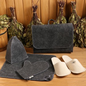 Felt Shower Bathing Cap Russian Wash Hat sauna glove Set of bath briefcase 5 items