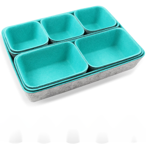 Double Color Set of 8 Drawer Organizer Set Felt Storage Bin Felt Desk Organizer Storage Basket