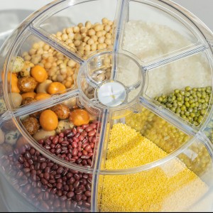 Hot Sale Rice Dispenser Kitchen Moisture-Proof 6-Grid Rotating Food Grain Dispenser Cereal Storage Box Rice Container Dispenser