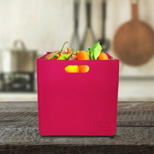 Colorful Felt Storage Basket with Handles and Logo for Kitchen Use Felt Storage Basket