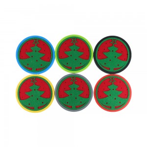 Christmas Tree Round Customized Snowflake Christmas Cup Coffee Coaster Dining Table Mats