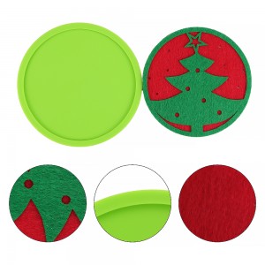 Christmas Tree Round Customized Snowflake Christmas Cup Coffee Coaster Dining Table Mats